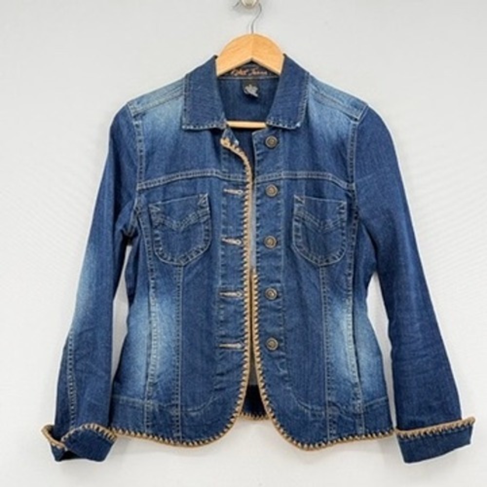 Kikit Jeans Denim Jacket Womens Small Blue Boho Western Coastal Cowgirl Rustic